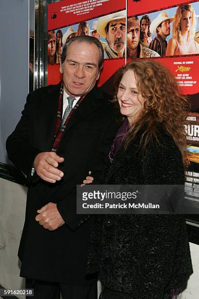 Tommy Lee Jones and Melissa Leo attend The Premiere of "The Three Burials of Melquiades Estrada" at Paris Theatre on December 12, 2005 in New York...