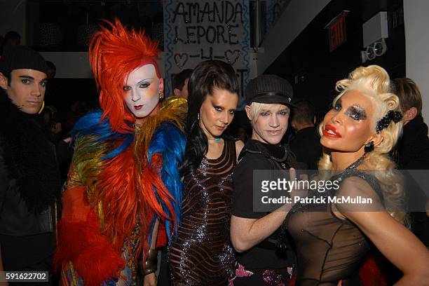Deryck Todd, Iggy, Susanne Bartsch, Richie Rich and Amanda Lepore attend Amanda Lepore Birthday Party at Happy Valley on December 6, 2005 in New York...