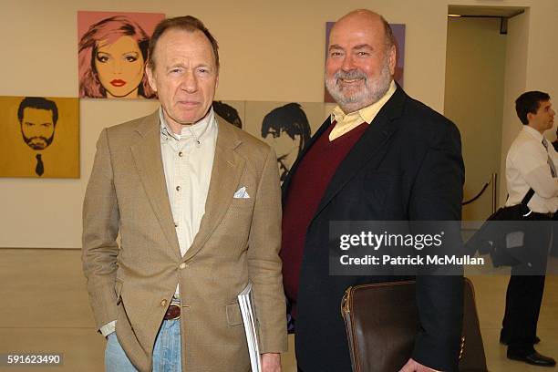 Anthony Haden-Guest and Charles Cowles attend Opening of Andy Warhol Portraits at Tony Shafrazi Gallery on May 12, 2005 in New York City.