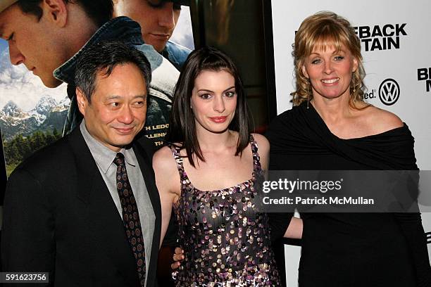 Ang Lee, Anne Hathaway and Diana Ossana attend Focus Features NYC Premiere of Ang Lee’s Brokeback Mountain at Loews Lincoln Square on December 6,...