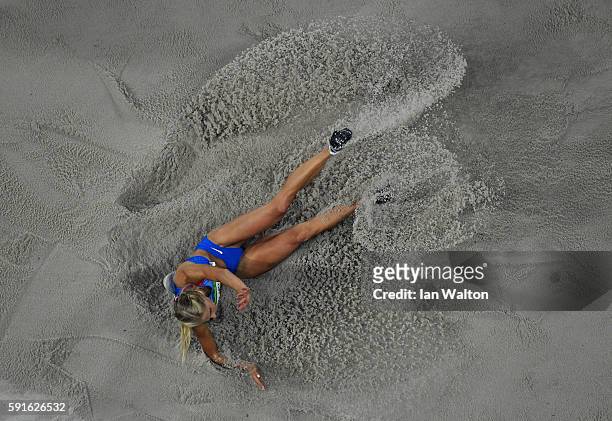 Darya Klishina of Russia competes in the Women's Long Jump Final on Day 12 of the Rio 2016 Olympic Games at the Olympic Stadium on August 17, 2016 in...