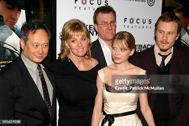Ang Lee, Diana Ossana, David Linde, Michelle Williams and Heath Ledger attend Focus Features NYC Premiere of Ang Lee’s Brokeback Mountain at Loews...