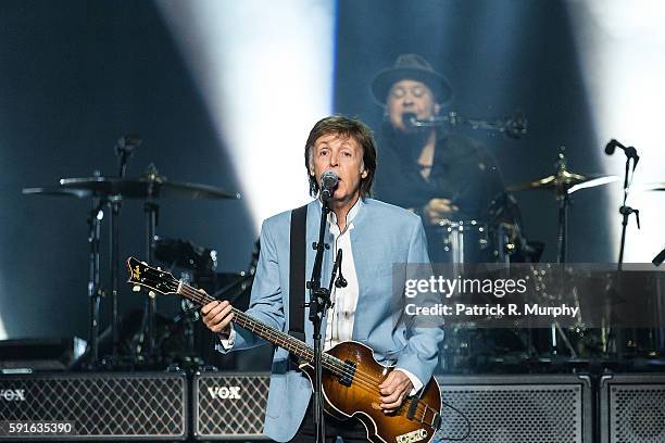 Paul McCartney performs at Quicken Loans Arena on August 17, 2016 in Cleveland, Ohio.