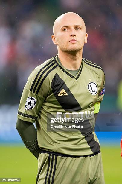 Michal Pazdan of Legia Warsaw pictured during the UEFA Champions League Play-Offs 1st leg between Dundalk FC and Legia Warsaw at Aviva Stadium in...