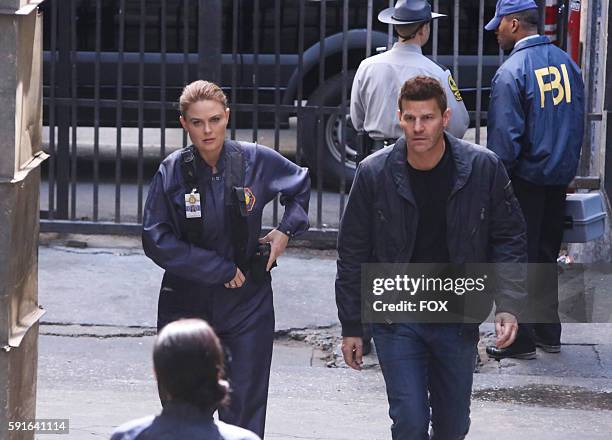 Emily Deschanel and David Boreanaz in the "The Nightmare Within The Nightmare" season finale episode of BONES airing Thursday, July 21 on FOX.