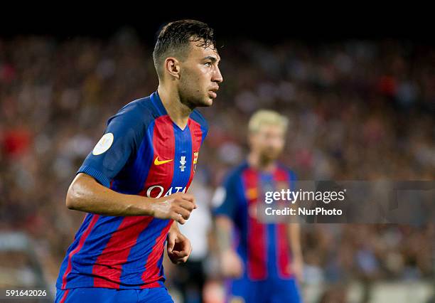 Barcelona's Munir El Hadidi in action during he second-leg of the Spanish Super Cup football match between FC Barcelona and Sevilla FC at Camp Nou...