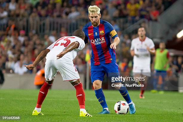 Barcelona's Leo Messi in action during he second-leg of the Spanish Super Cup football match between FC Barcelona and Sevilla FC at Camp Nou Stadium...