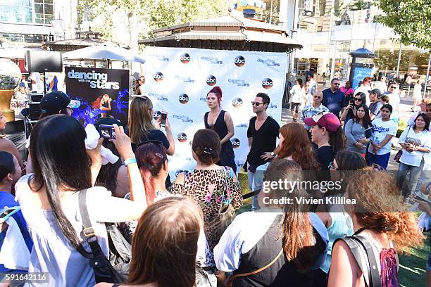 Dancers Sharna Burgess and Sasha Farber attend The Grove Hosts Dancing With The Stars Dance Lab With pros Val Chmerkovskiy, Whitney Carson and Sharna...