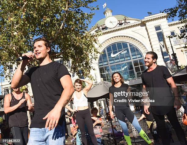 Dancers Gleb Savchenko and Valentin Chmerkovskiy attend The Grove Hosts Dancing With The Stars Dance Lab With pros Val Chmerkovskiy, Whitney Carson...