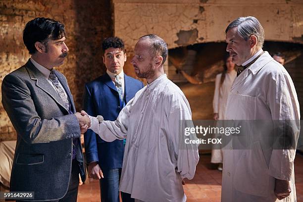 Stephen Mangan, Michael Weston, Ewen Bremner and James Fleet in the all-new Bedlam episode of HOUDINI & DOYLE airing Monday, June 13 on FOX.