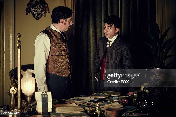 Stephen Mangan and Michael Weston in the all-new Spring-Heeld Jack episode of HOUDINI & DOYLE airing Monday, May 23 on FOX.