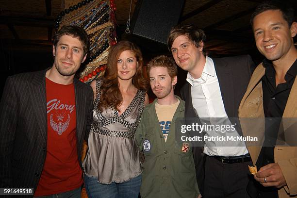 Josh Cooke, Debra Messing, Seth Green, Shane McRae and Todd Grinnell attend David Kohan and Max Mutchnick Celebrate their new shows ' Twins', 'Four...