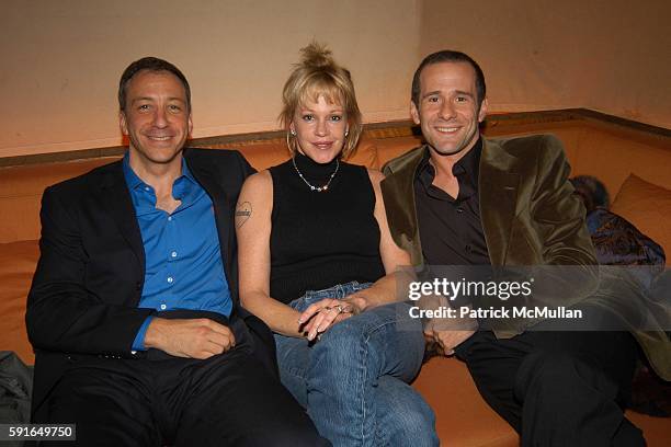 David Kohan, Melanie Griffith and Max Mutchnick attend David Kohan and Max Mutchnick Celebrate their new shows ' Twins', 'Four Kings' and the Final...