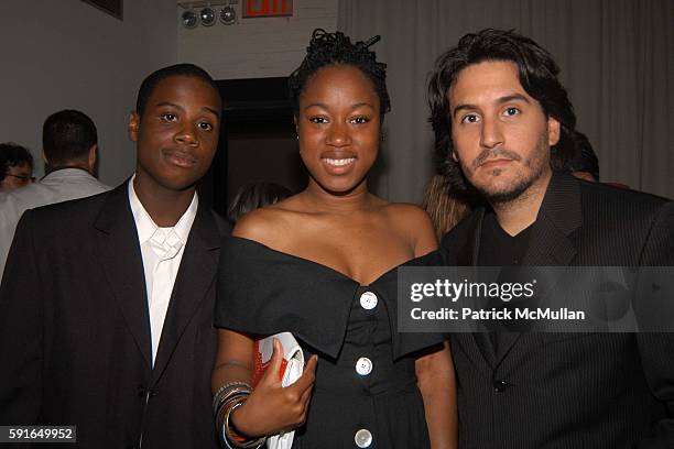 James Talimba, Montea Robinson and Peter Sollett attend Ghetto Film School Benefit Dinner at Bottino on June 6, 2005 in New York City.