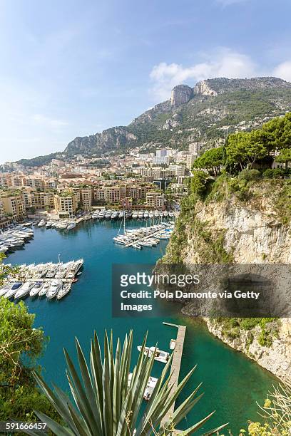 fontvieille port at principality of monaco. - harbour of fontvieille stock pictures, royalty-free photos & images