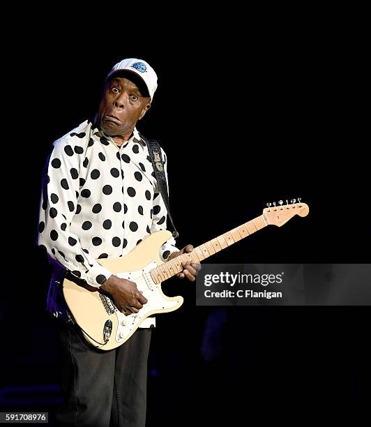 Blues guitarist and singer Buddy Guy performs at Luther Burbank Center For The Arts on August 17, 2016 in Santa Rosa, California.