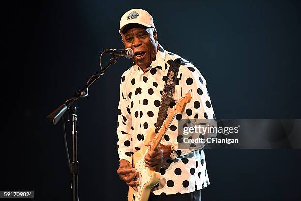 Blues guitarist and singer Buddy Guy performs at Luther Burbank Center For The Arts on August 17, 2016 in Santa Rosa, California.
