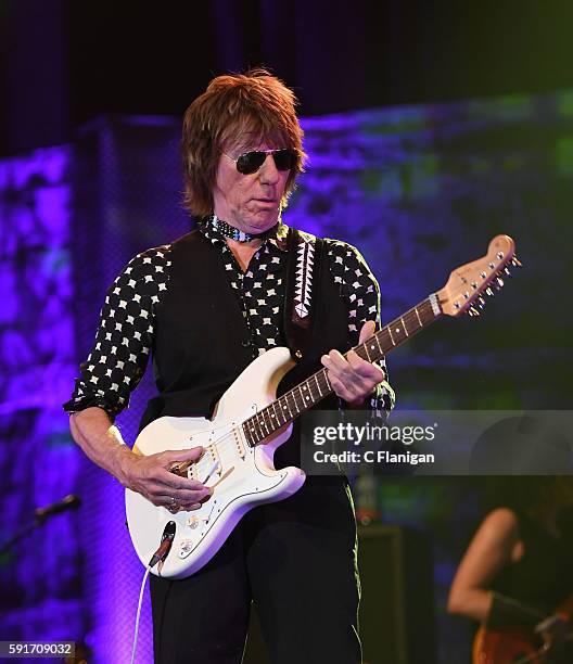 Guitarist Jeff Beck performs at Luther Burbank Center For The Arts on August 17, 2016 in Santa Rosa, California.