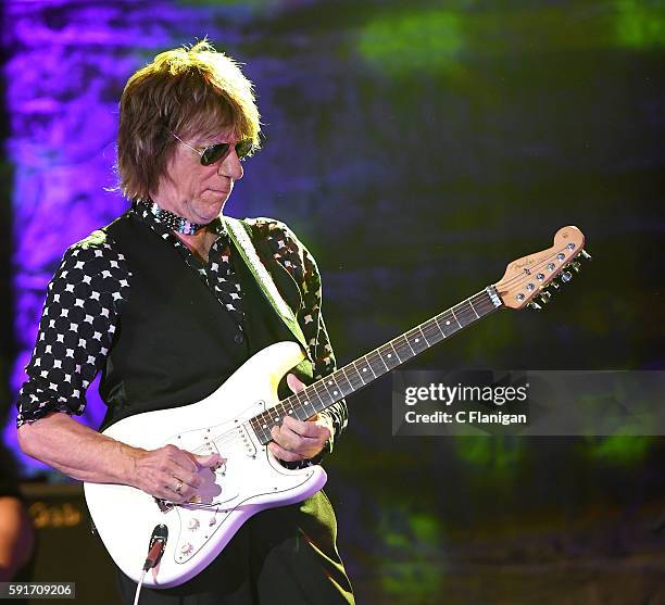 Guitarist Jeff Beck performs at Luther Burbank Center For The Arts on August 17, 2016 in Santa Rosa, California.