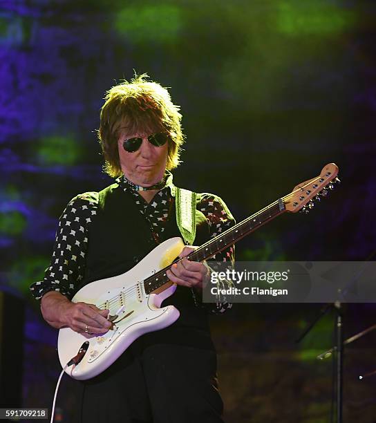 Guitarist Jeff Beck performs at Luther Burbank Center For The Arts on August 17, 2016 in Santa Rosa, California.