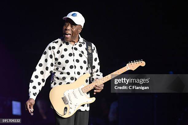 Blues guitarist and singer Buddy Guy performs at Luther Burbank Center For The Arts on August 17, 2016 in Santa Rosa, California.