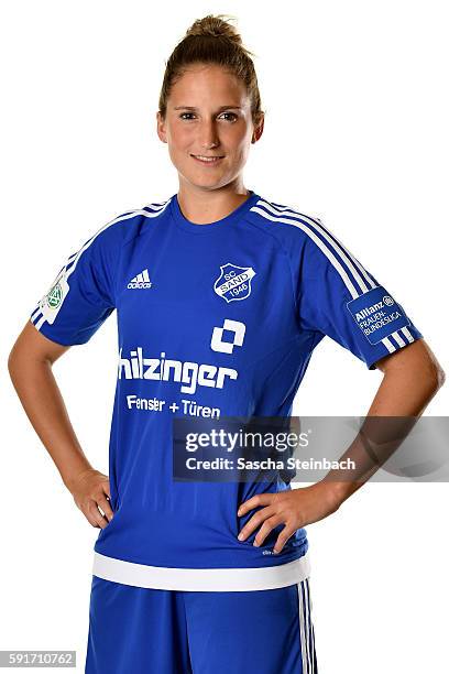 Laura Vetterlein of SC Sand poses during the Allianz Women's Bundesliga Club Tour on August 17, 2016 in Willstatt, Germany.