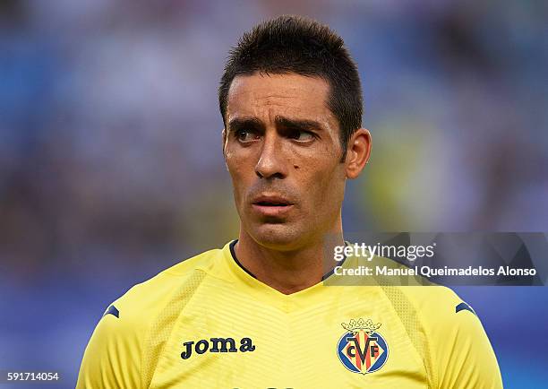 Bruno Soriano of Villarreal looks on prior to the UEFA Champions League play-off first leg match between Villarreal CF and AS Monaco at El Madrigal...