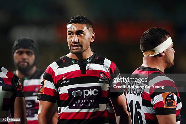 Jimmy Tupou of Counties Manukau looks on during the round one Mitre 10 Cup match between North Harbour and Counties Manukau at QBE Stadium on August...