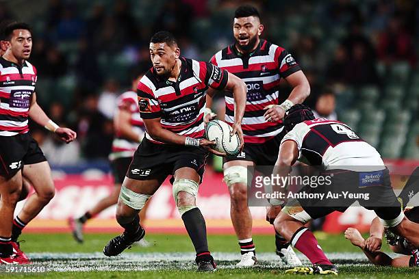 Jimmy Tupou of Counties Manukau in action during the round one Mitre 10 Cup match between North Harbour and Counties Manukau at QBE Stadium on August...