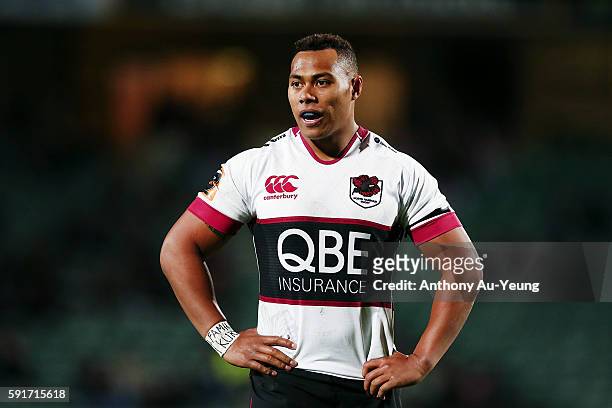 Tevita Li of North Harbour looks on during the round one Mitre 10 Cup match between North Harbour and Counties Manukau at QBE Stadium on August 18,...