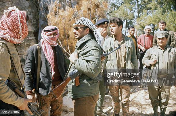 Yasser Arafat with Fedayin fighters of the Fatah movement.