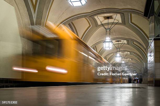 The subway departs from the station on August 17, 2016 in Berlin, Germany.