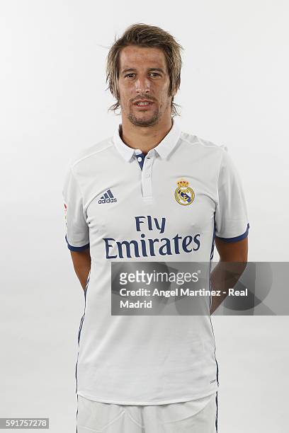 Fabio Coentrao of Real Madrid poses during a portrait session at Valdebebas training ground on August 18, 2016 in Madrid, Spain.