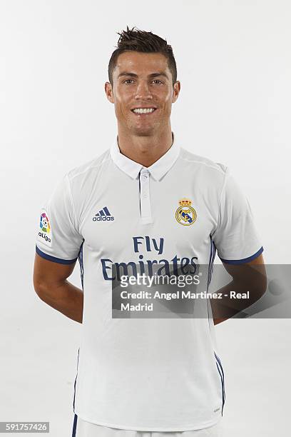 Cristiano Ronaldo of Real Madrid poses during a portrait session at Valdebebas training ground on August 18, 2016 in Madrid, Spain.