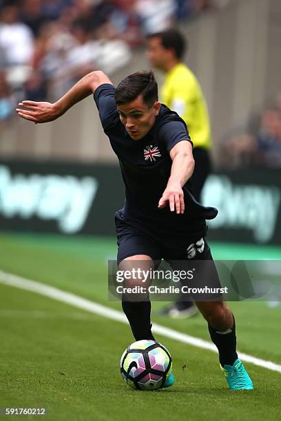 Josh Cullen of West Ham in action during the Pre-Season Friendly between West Ham United and Juventus at The Olympic Stadium on August 7, 2016 in...