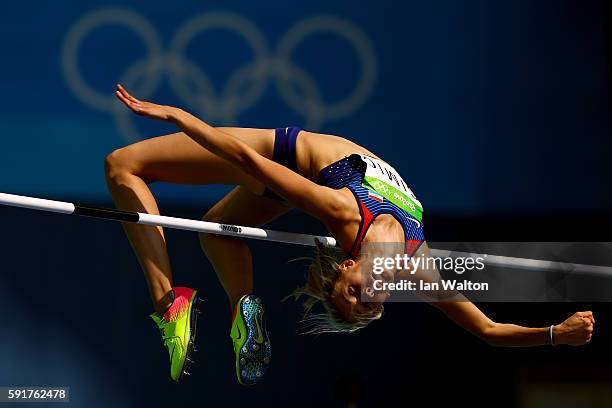 Ana Simic of Croatia competes in Women's High Jump Qualifying on Day 13 of the Rio 2016 Olympic Games at the Olympic Stadium on August 18, 2016 in...