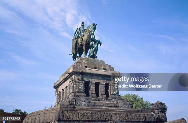 kaiser wilhelm monument in koblenz, germany - memorial kaiser wilhelm stock pictures, royalty-free photos & images