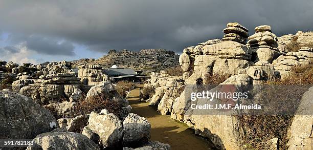 karst landscape - paraje natural torcal de antequera stock pictures, royalty-free photos & images