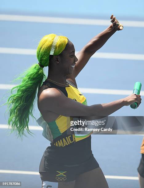 Rio , Brazil - 18 August 2016; Shelly-Ann Fraser-Pryce of Jamaica after winning Heat 1 of the Women's 4x100m relay in the Olympic Stadium, Maracanã,...