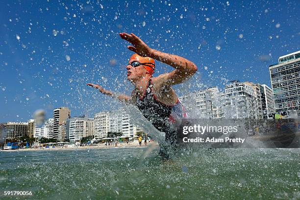 Jonathan Brownlee of Great Britain competes during the Men's Triathlon at Fort Copacabana on Day 13 of the 2016 Rio Olympic Games on August 18, 2016...
