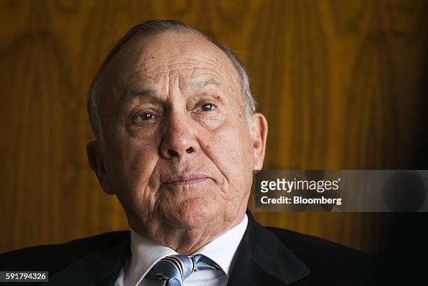 Christo Wiese, billionaire and chairman of Steinhoff Holdings NV, pauses during a Bloomberg Television interview at the Pepkor Holdings Pty Ltd....
