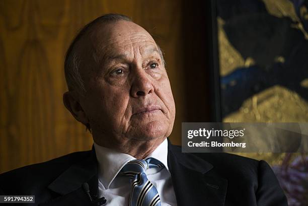 Christo Wiese, billionaire and chairman of Steinhoff Holdings NV, looks on during a Bloomberg Television interview at the Pepkor Holdings Pty Ltd....