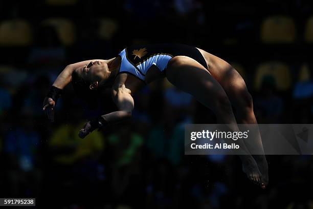 Roseline Filion of Canada competes during the Women's 10m Platform semi final diving at the Maria Lenk Aquatics Centre on day 13 of the 2016 Rio...