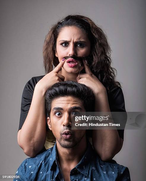 Bollywood actors and brother-sister duo Huma Qureshi and Saqib Saleem during an exclusive interview with ht48hours-Hindustan Times at their apartment...