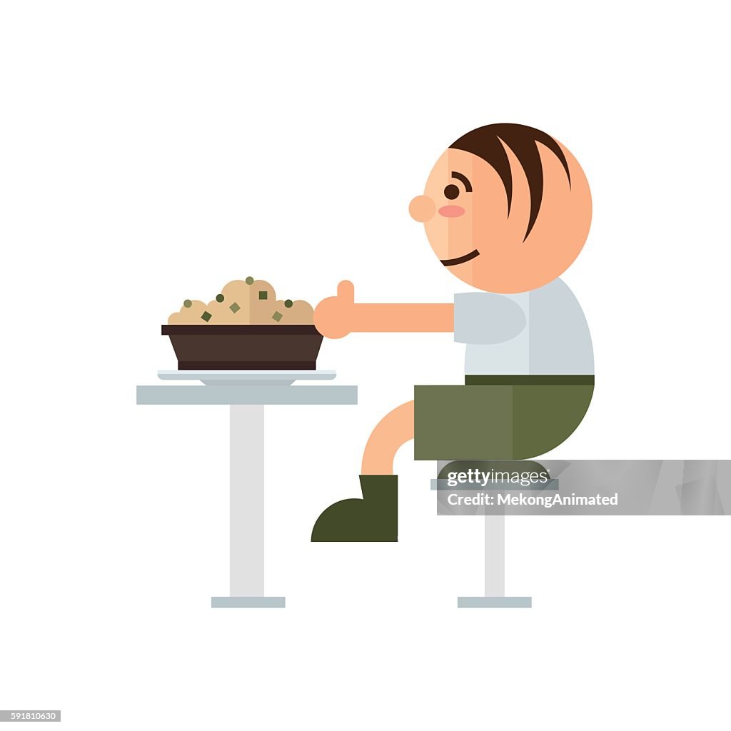 Eat Food In Restaurant Cartoon Green Brown Color High-Res Vector Graphic -  Getty Images