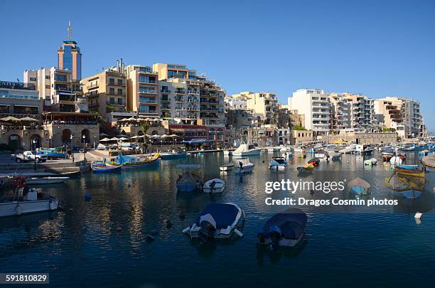 spinola bay. st. julian's, slima, malta - st julians bay stock pictures, royalty-free photos & images