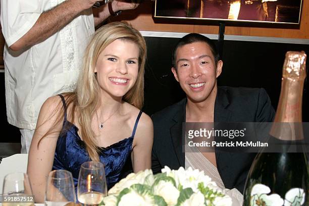 Suzy Buckley and John Lin attend Champagne Perrier Jouet 1998 Fleur de Champagne Dinner hosted by Esteban Cortazar at The Raleigh Hotel on October...