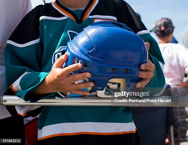 Chase Marshall of York, brought his helmet with him to see Brian Dumoulin and the Stanley Cup. Dumoulin brought the Stanley Cup back to his hometown...