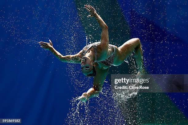 The team of Russia compete during the Synchronised Swimming Teams Technical Routine at the Maria Lenk Aquatics Centre on Day 13 of the 2016 Rio...