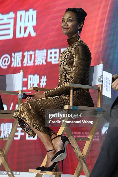 Zoe saldana attends the press conference of the Paramount Pictures title "Star Trek Beyond", on August 18, 2016 at Indigo Mall in Beijing, China.